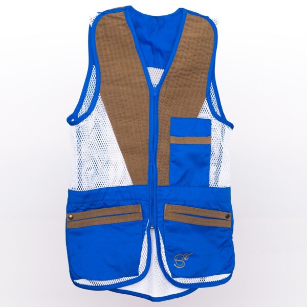 Tradition Skeet Vest in White and Azure Blue