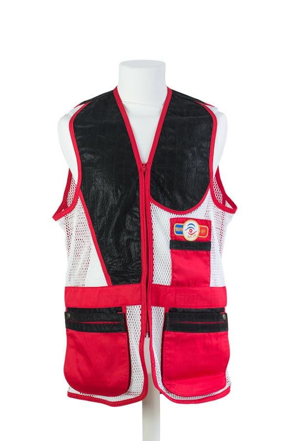 Shoot-Off Red and white mesh skeet vest
